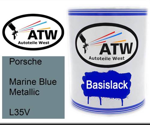 Porsche, Marine Blue Metallic, L35V: 1L Lackdose, von ATW Autoteile West.